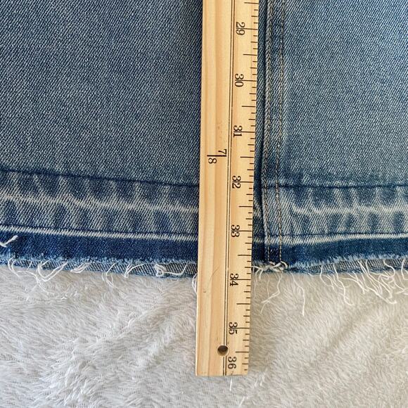 DR2 Daniel Rainn A-line Denim Maxi Skirt Women M Acid Wash Blue Raw Hem‎ NWT - Picture 9 of 11